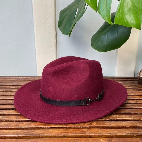 NWT INC International Concepts Wool Horse-Bit Band Wine Panama Hat - Picture 1 of 9
